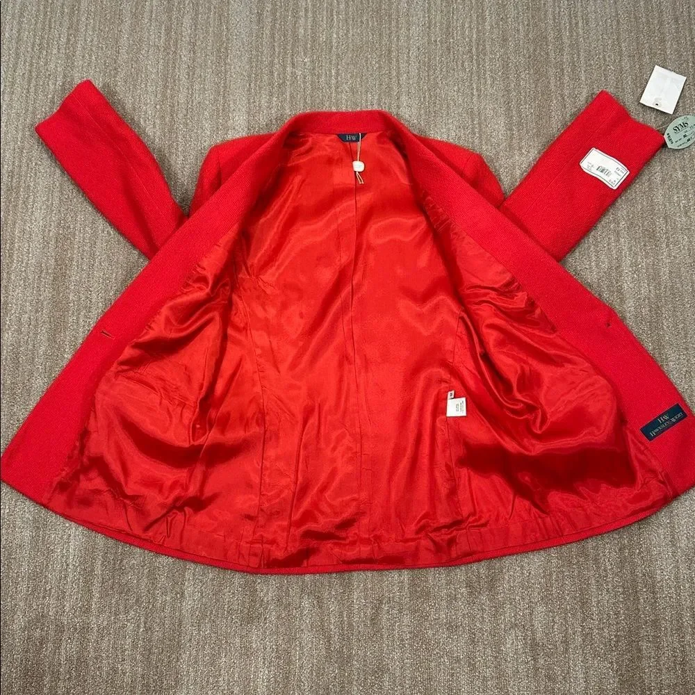 Hawksley & Wight NWT Vintage Deadstock Red Valentines Blazer Work Wool Women 12